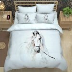 Pi��ces parure de lit personnes cheval animal blanc d housse de couette xcm ensemble de pi��ces literie( ...