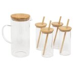 Pichet et chopes - collection orangeade - verre - 4 chopes - couleur orange - blanc Pichet et chopes - collection orangeade - verre - 4 chopes - couleur orange - blanc