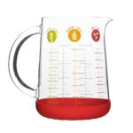 Pichet doseur 1 l en verre et silicone rouge
