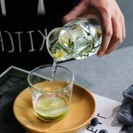 Pichet d'eau et de jus de fruit en verre transparent, bouteille d'eau froide avec ensemble de tasses, ...