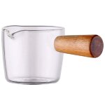 Pichet a lait en verre avec manche en bois, 3 onces, pichet a lait et crme, verres pour caf, th ou ...