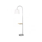 Pied de salon ivoire 1xe27 nickel avec paravent blanc avec table bois intégrée 180x30x52 cm Pied de salon ivoire 1xe27 nickel avec paravent blanc avec table bois intégrée 180x30x52 cm
