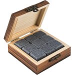 Pierres a whisky 2 x 2 cm, coffret cadeau de base, elgant coffret en bois, glaons rutilisables en ...