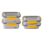 Pika - lot de 4 boites alimentaires en inox et couvercle en verre trempé - 2x 820ml + 2x1200ml - compatible ... Pika - lot de 4 boites alimentaires en inox et couvercle en verre trempé - 2x 820ml + 2x1200ml - compatible ...