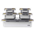 Pika lot de 5 boites alimentaires en inox 1x 5000ml + 2x 1300ml + 2x 650ml spcial batch cooking compatible ...