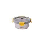 Pika - boite alimentaire 650ml en inox et couvercle en verre tremp hermtique et lgre compatible micro ...
