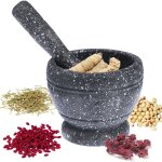 Pilon a mortier en bois multifonctionnel, bol a ail, pot a m�dicaments, gadget de cuisine gris