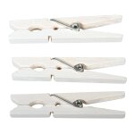 Pinces � linge en bois, blanc, 72mm, 18 pces