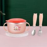 Pink 3pcs - filles de complément alimentaire pour bébé en acier inoxydable, bol a soupe a double poignée, ... Pink 3pcs - filles de complément alimentaire pour bébé en acier inoxydable, bol a soupe a double poignée, ...
