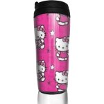 Pink cute hello kitty travel coffee mugs double wall vacuum tumblers insulated thermos mug - 12 oz
