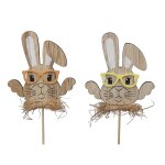 Pique lapin lunette humour bois paille 7. 5x8. 5cm