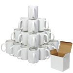 Pixmax - 36 tasses blanches personnalisables rev�tues en polym�re avec boites en carton