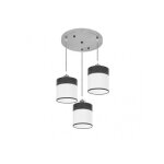 Plafonnier cloe 3xe27 chrome / blanc - noir bois regx42x42 cm