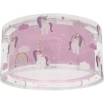 Plafonnier enfant licornes - dalber - motif licornes - l 33 cm - h 17 cm - rose Plafonnier enfant licornes - dalber - motif licornes - l 33 cm - h 17 cm - rose
