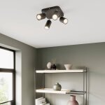 Plafonnier eye spot a 4 lampes, carr�, noir
