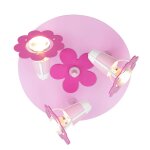 Plafonnier fleurs, rose, rond, a 3 lampes