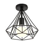 Plafonnier industrielle retro 25cm en forme diamant suspension luminaire pour salle a manger, bar, chambre ...