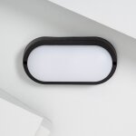 Plafonnier led ext�rieur ovale 25w hublot black ip65 98x198 mm blanc chaud 3000k