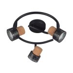 Plafonnier m�tal et li�ge trois spots liksy noir