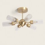 Plafonnier m�tal et verre 6 spots iraide dor�