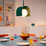 Plafonnier m�tal et verre heswall vert