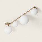 Plafonnier m�tal et verre moonlight brass 4 spots blanc