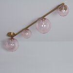 Plafonnier m�tal et verre moonlight brass 4 spots rose 1000 mm