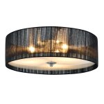 Plafonnier moderne lustre design lampe a suspension salon diam�tre 40 cm tissu verre noir blanc helloshop26 ...