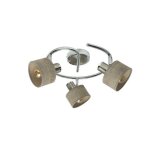 Plafonnier nando 3xe14 chrome - nickel / bois gris spots orientables 16x35x35 cm