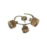 Plafonnier nando 3xe14 cuir / bois fonc� spots orientables 16x35x35 cm