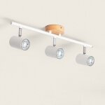Plafonnier orientable bois et m�tal 3 spots albus naturel