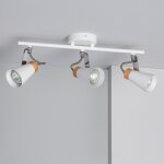 Plafonnier orientable m�tal et bois mara 3 spots blanc