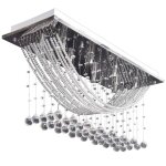 Plafonnier avec perles en verre cristal etincelant blanc 8 x g9 29 cm