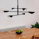 Plafonnier suspendu - faro - liggera - 6 bras - noir mat - acier