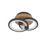 Plafonnier sydney 32w 3000 - 4000 - 6500k noir bois fonc� 14x30x20 cm 4160lm dimmable a distance