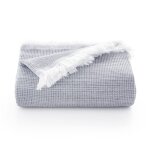 Plaid couvre - lit en coton nid d'abeille gris 140x180 cm