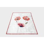 Plaid polaire imprim� et sherpa coquelicot 130x150 cm, par soleil d'ocre