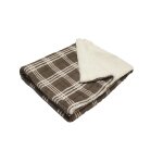 Plaid polaire imprim� et sherpa tania taupe 120x160 cm