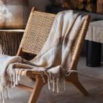 Plaid tartan ecossais - effet mohair polyester beige 127x152 cm