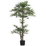 Plante artificielle ficus h. 1, 5 m troncs branches liane lichen feuilles grand r�alisme pot inclus