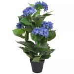 Plante hortensia artificielle avec pot 60 cm bleu dec021920