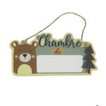 Plaque en bois pour chambre d'enfant avec dessin d'un ourson