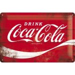 Plaque d�corative en m�tal en relief 30 x 20 cm coca cola logo rouge