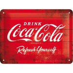 Plaque d�corative en m�tal en relief 20 x 15 cm coca cola logo rouge