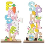 Plaques d�coratives de table - nikcorp - p�ques - bois - multicolore - 18 cm - 2 pi�ces