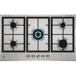 Plaque gaz - electrolux - kgs9536sx - 5 feux - inox - 90 cm
