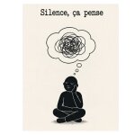 Plaque m�tal humour silence ca pense d�co bureau 30 x 20 cm