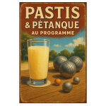 Plaque m�tal pastis et p�tanque 30, 5 x 20 cm