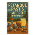 Plaque m�tal p�tanque pastis ap�ro le trio gagnant 30, 5 x 20 cm