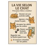 Plaque m�tal la vie selon le chat  30, 5 x 20 cm